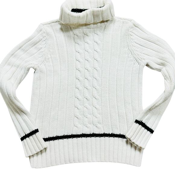 Vintage 90s Tommy Hilfiger White Cable Knit Sweater Size Medium Made in Japan - Picture 3 of 7